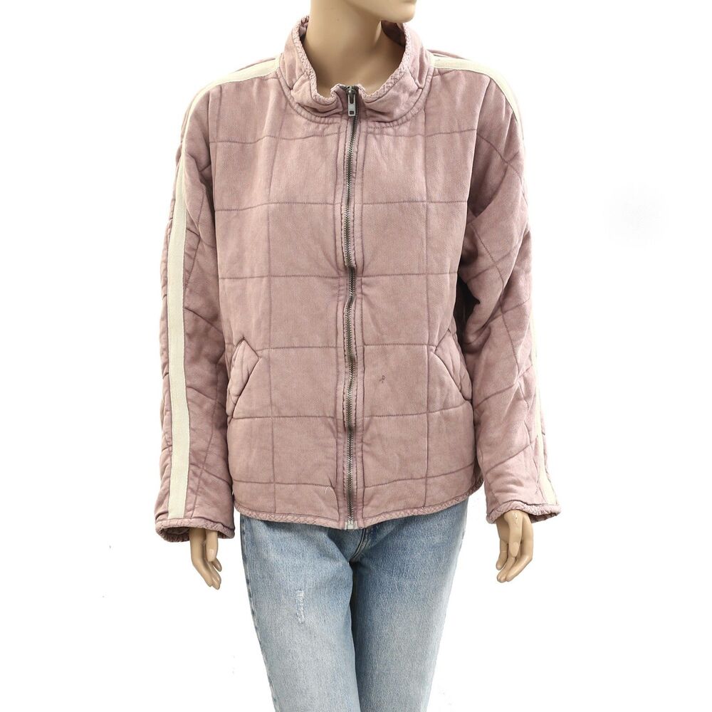 Free People Sports Rib Dolman Quilted Jacket Top Oversized Zip-Up M NWD 284213